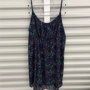 🌹Navy Floral Spaghetti-Strap Cami Dress